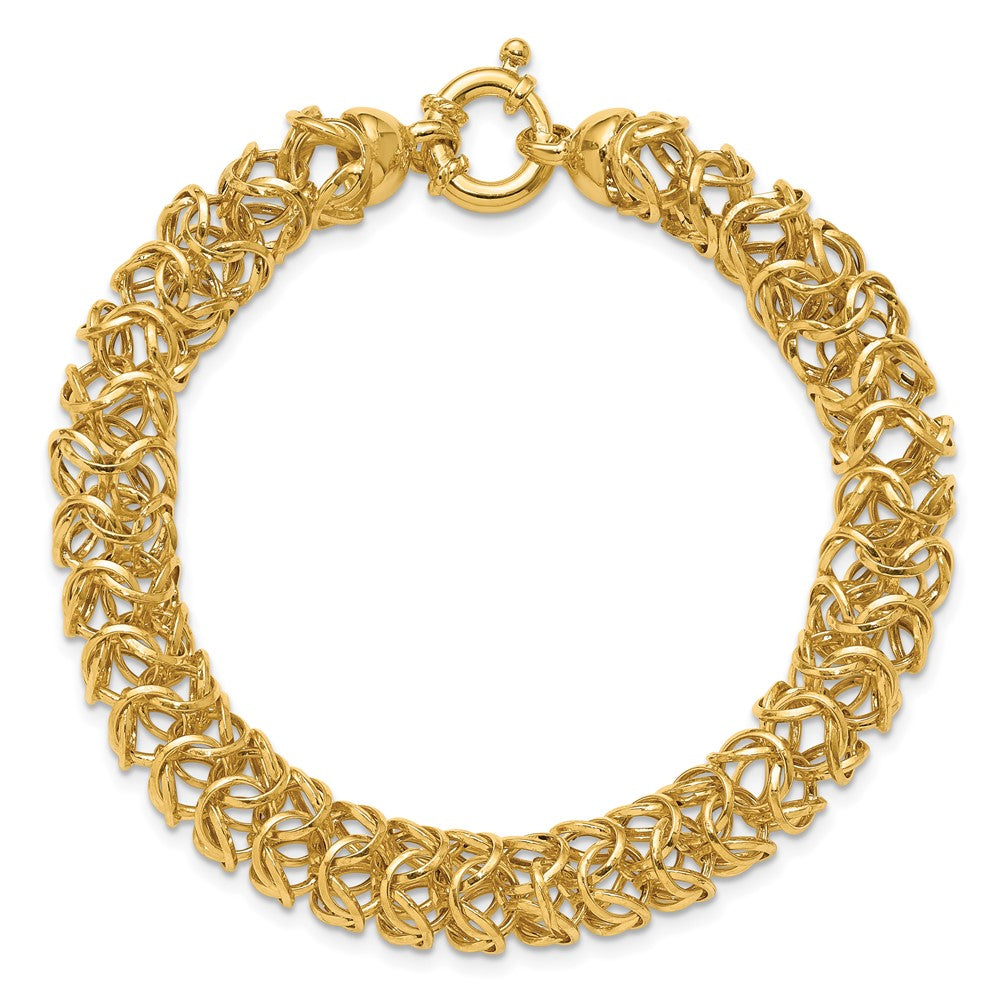 14K Gelbgold Poliert Geflochten Glieder Armband