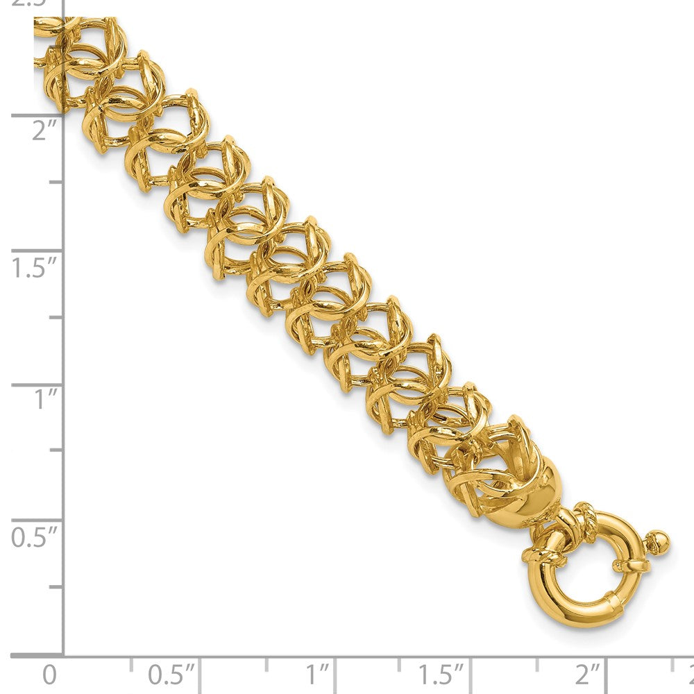 14K Gelbgold Poliert Geflochten Glieder Armband