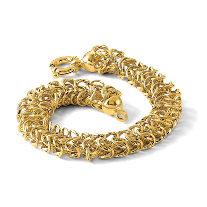 14K Gelbgold Poliert Geflochten Glieder Armband