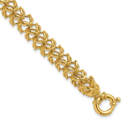 14K Gelbgold Poliert Geflochten Glieder Armband