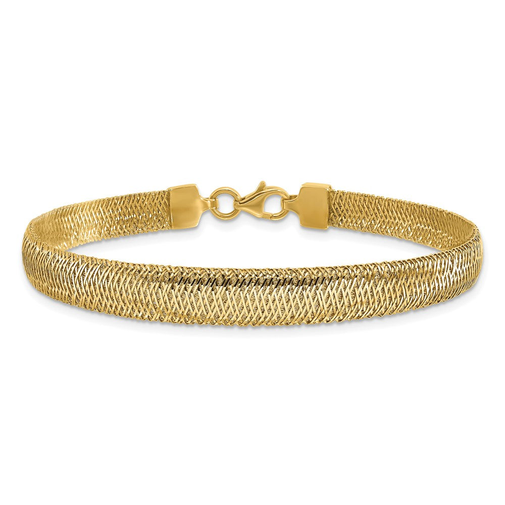 14K Gelbgold Poliert Geflochten Kuppel Armband