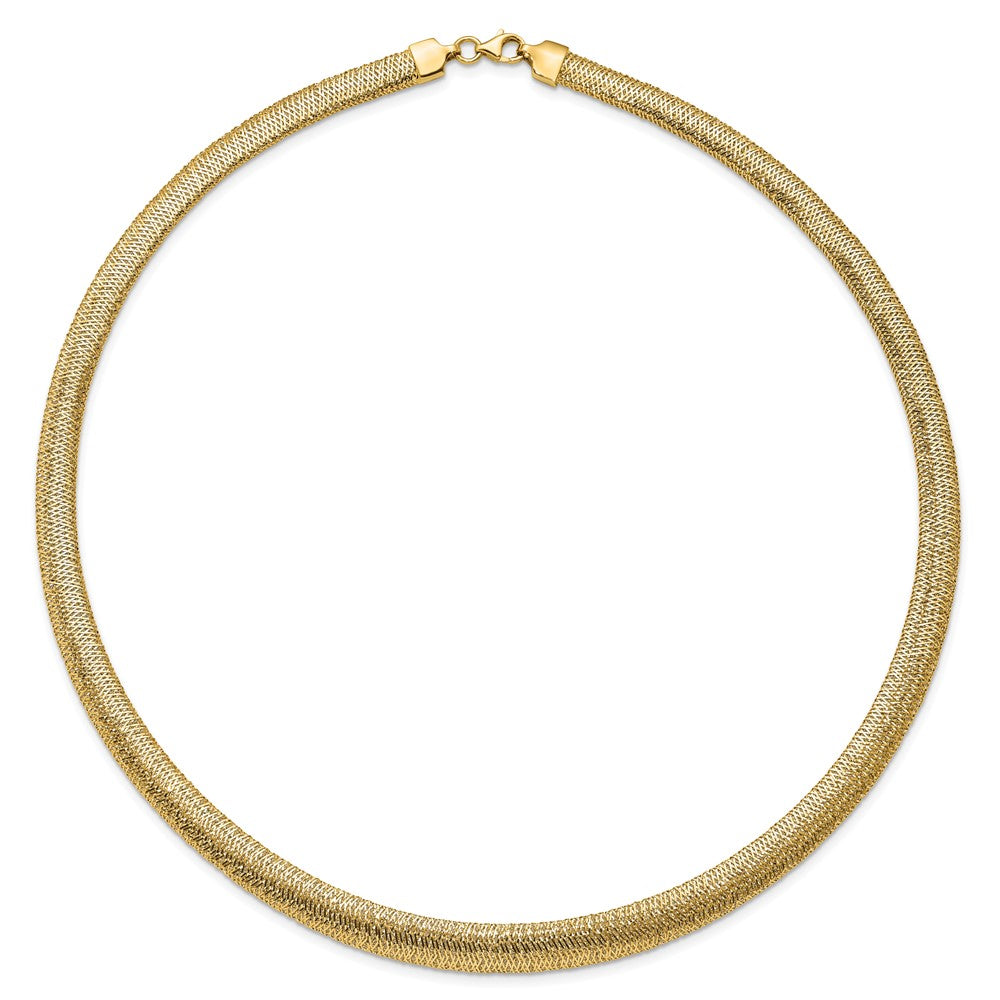 14K Gelbgold Poliert Geflochten Kuppel Halskette