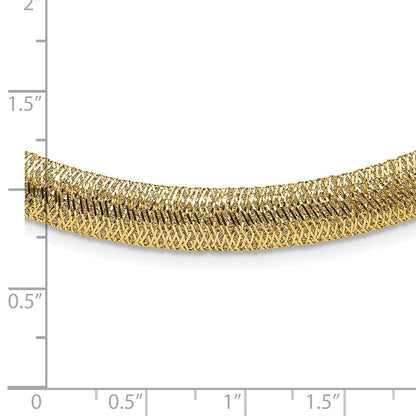 14K Gelbgold Poliert Geflochten Kuppel Halskette