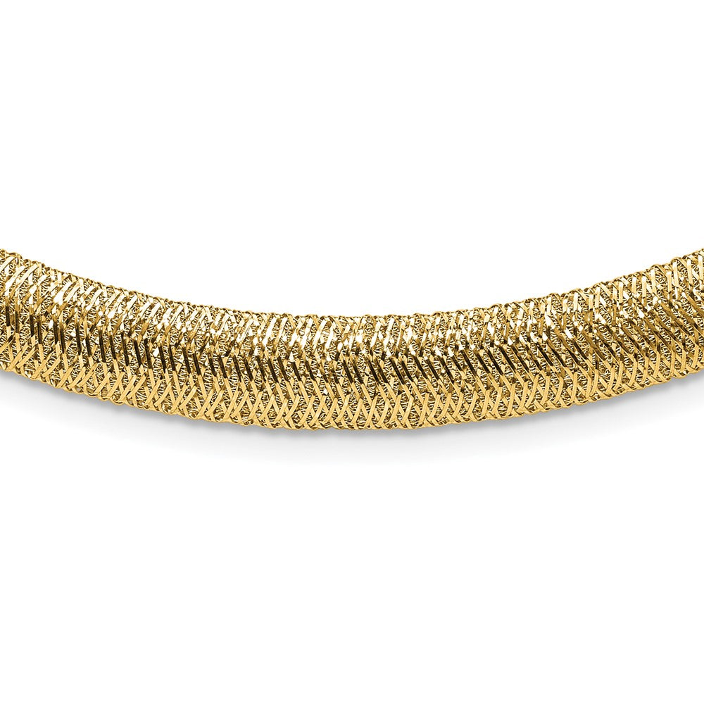 14K Gelbgold Poliert Geflochten Kuppel Halskette