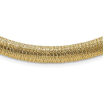 14K Gelbgold Poliert Geflochten Kuppel Halskette