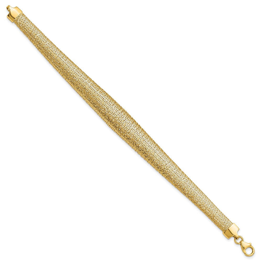 14K Gelbgold Poliert Geflochten Abgestuft Kuppel Armband