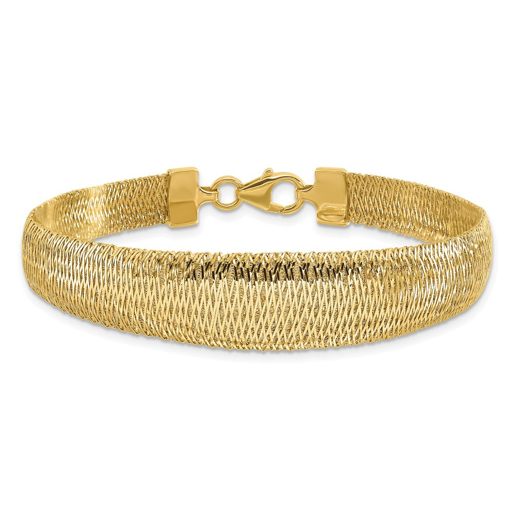14K Gelbgold Poliert Geflochten Abgestuft Kuppel Armband