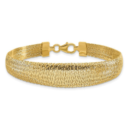 14K Gelbgold Poliert Geflochten Abgestuft Kuppel Armband