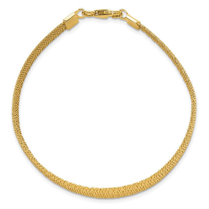 14K Gelbgold Poliert Geflochten Abgestuft Kuppel Armband