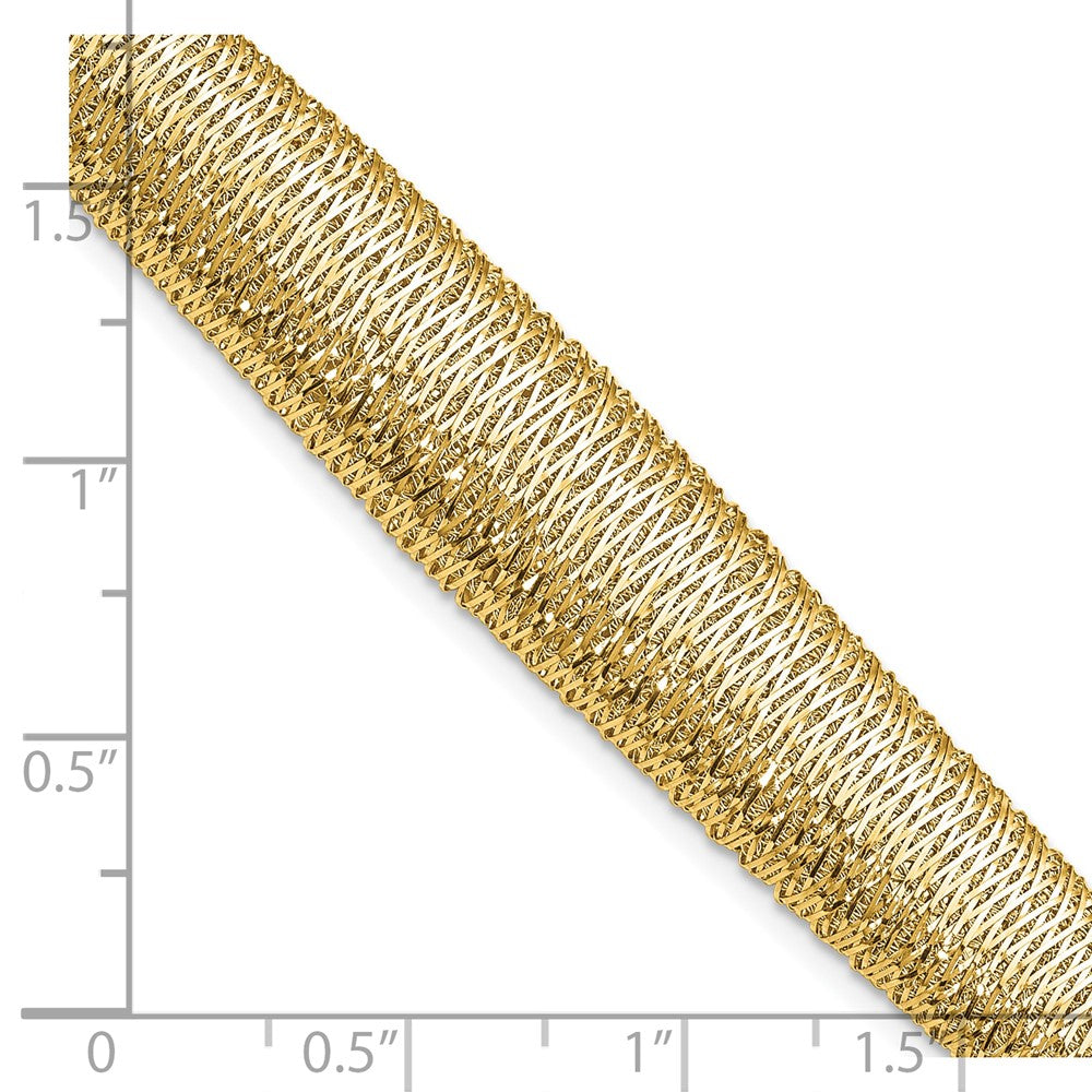 14K Gelbgold Poliert Geflochten Abgestuft Kuppel Armband
