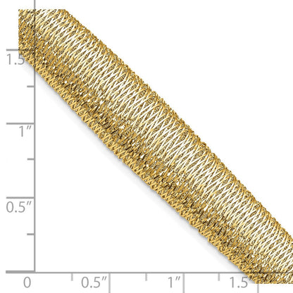 14K Gelbgold Poliert Geflochten Abgestuft Kuppel Armband