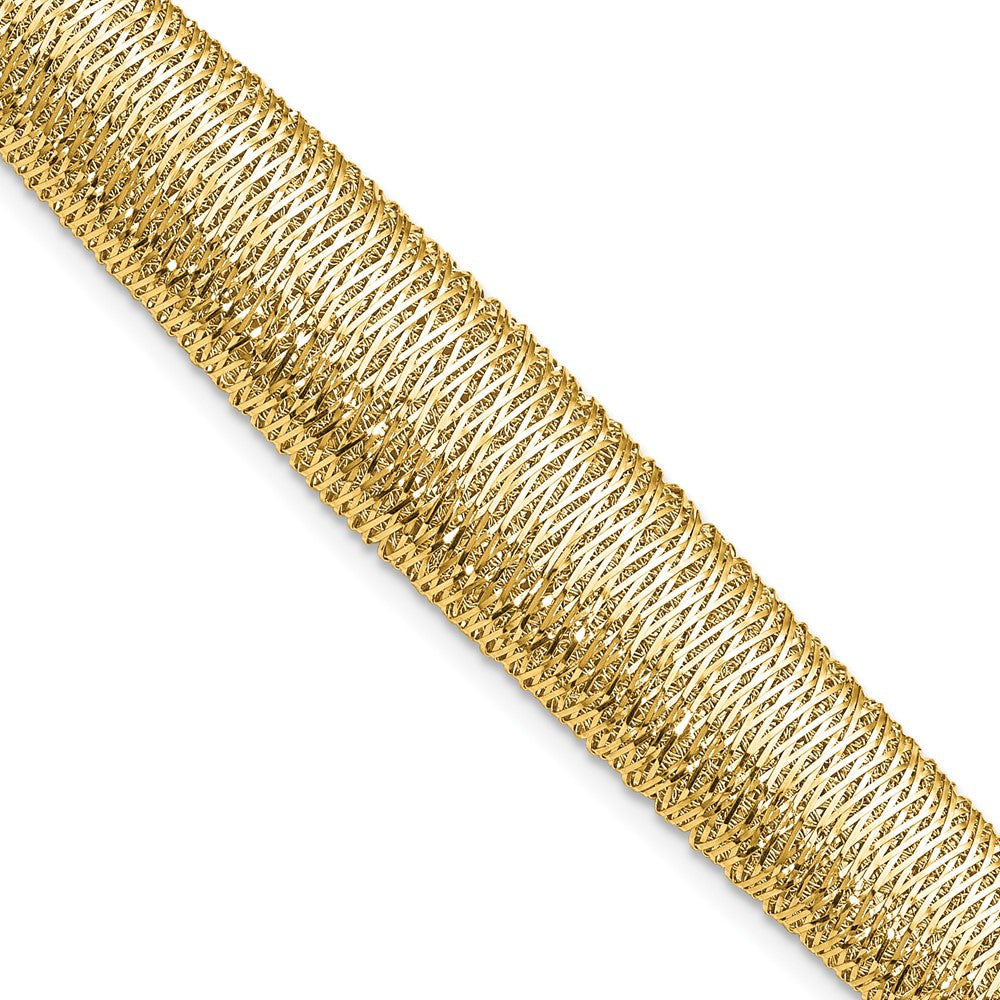 14K Gelbgold Poliert Geflochten Abgestuft Kuppel Armband