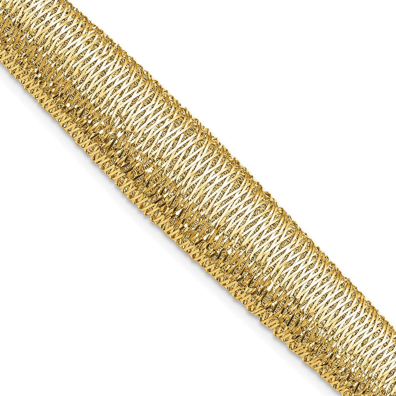 14K Gelbgold Poliert Geflochten Abgestuft Kuppel Armband