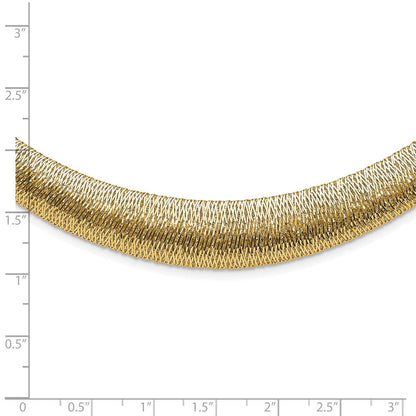 14K Gelbgold Poliert Geflochten Abgestuft Kuppel Halskette