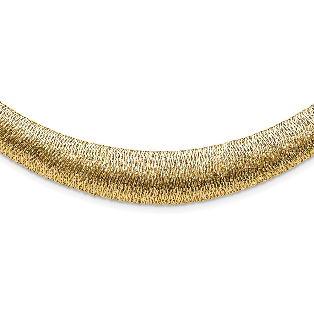 14K Gelbgold Poliert Geflochten Abgestuft Kuppel Halskette