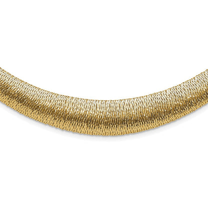 14K Gelbgold Poliert Geflochten Abgestuft Kuppel Halskette