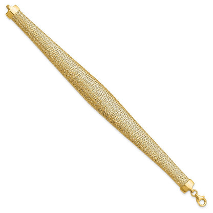 14K Gelbgold Poliert Geflochten Abgestuft Kuppel Armband