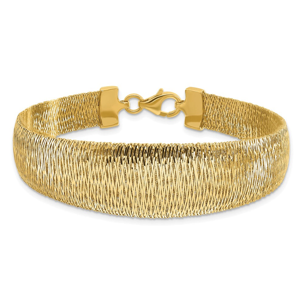 14K Gelbgold Poliert Geflochten Abgestuft Kuppel Armband