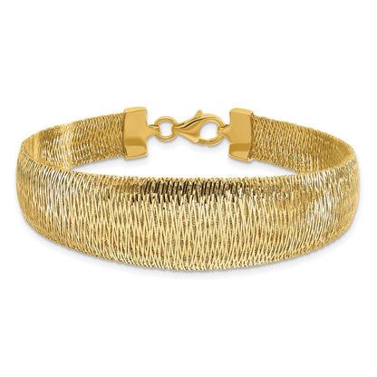 14K Gelbgold Poliert Geflochten Abgestuft Kuppel Armband