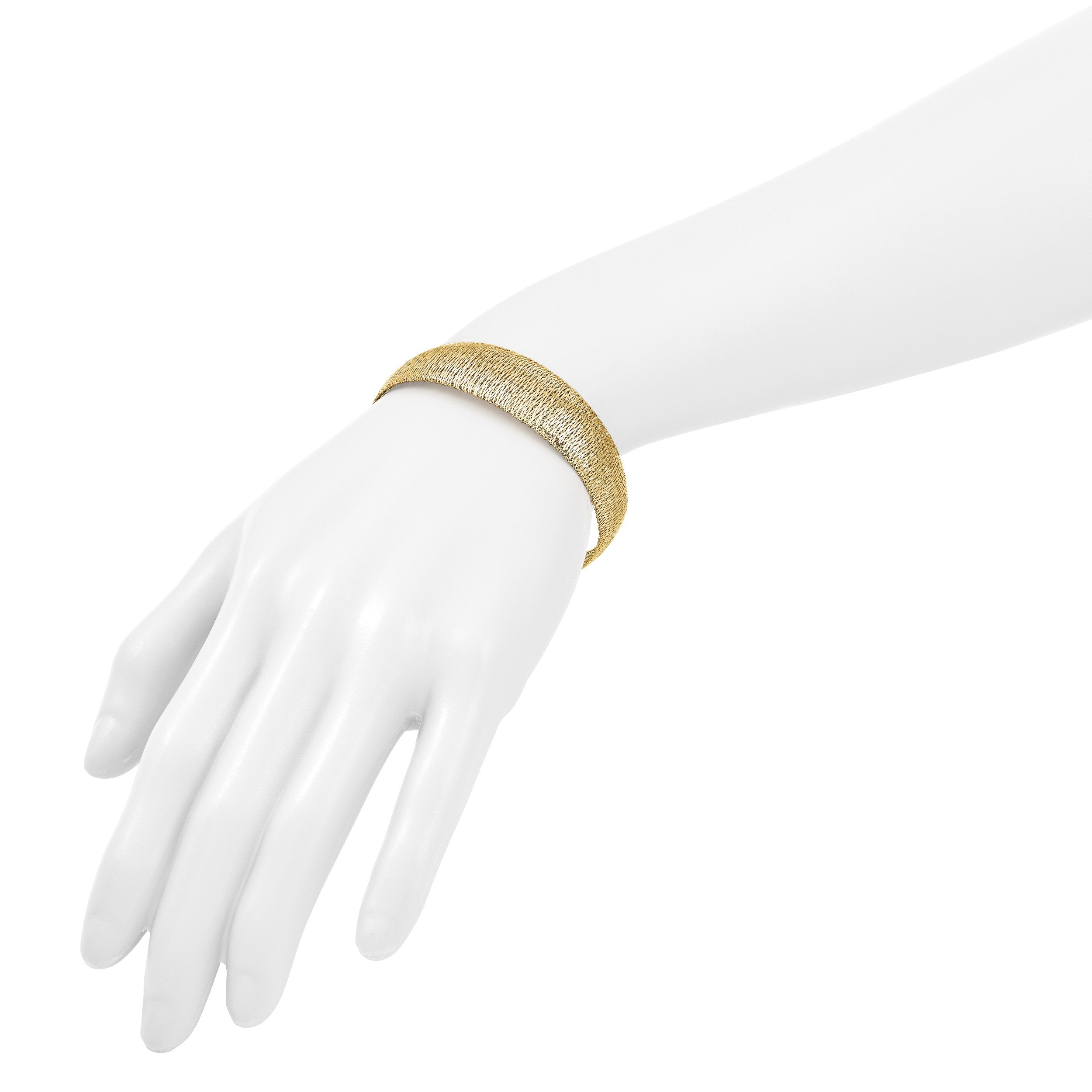 14K Gelbgold Poliert Geflochten Abgestuft Kuppel Armband