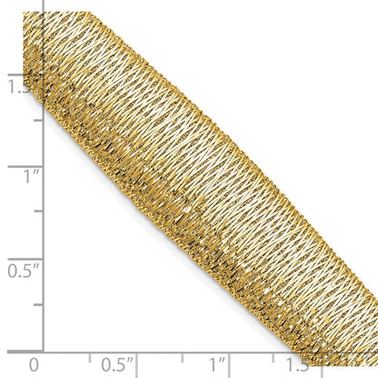 14K Gelbgold Poliert Geflochten Abgestuft Kuppel Armband