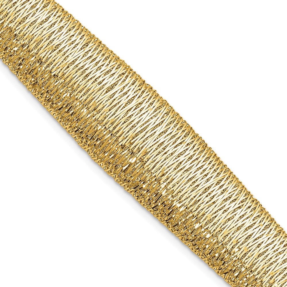 14K Gelbgold Poliert Geflochten Abgestuft Kuppel Armband