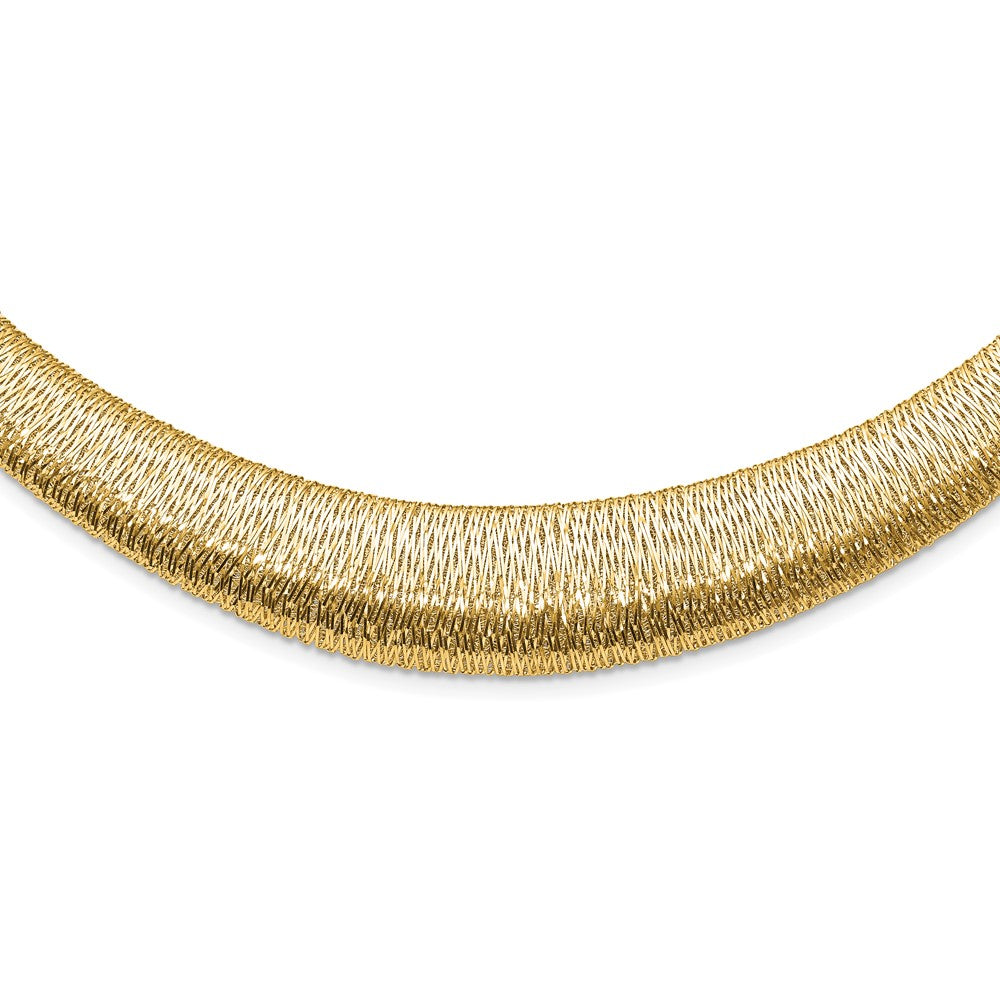 14K Gelbgold Poliert Geflochten Abgestuft Kuppel Halskette