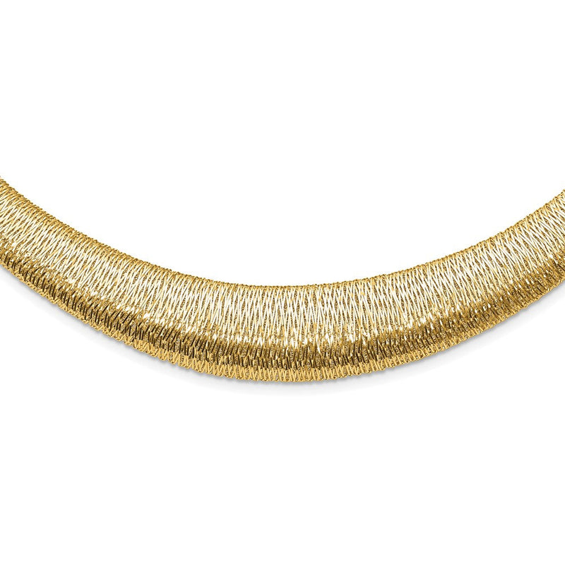 14K Gelbgold Poliert Geflochten Abgestuft Kuppel Halskette