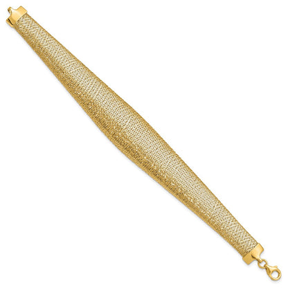 14K Gelbgold Poliert Geflochten Abgestuft Kuppel Armband