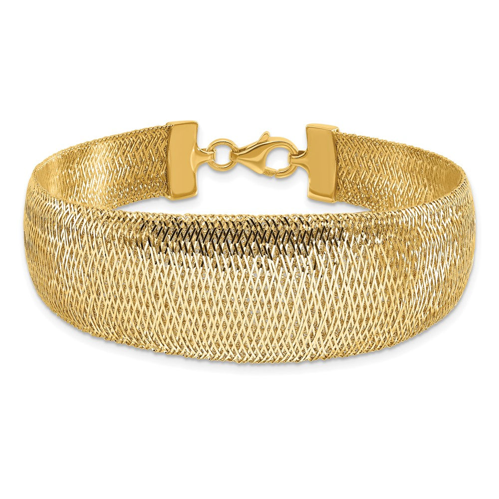 14K Gelbgold Poliert Geflochten Abgestuft Kuppel Armband