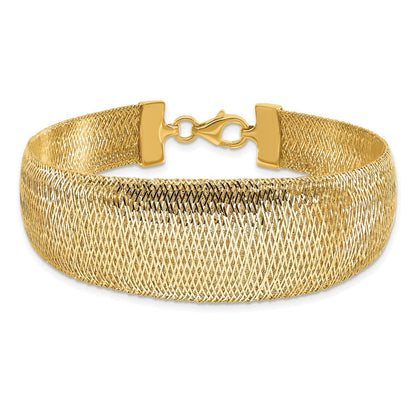 14K Gelbgold Poliert Geflochten Abgestuft Kuppel Armband