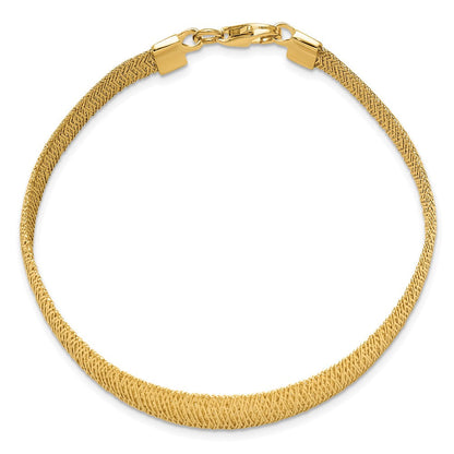 14K Gelbgold Poliert Geflochten Abgestuft Kuppel Armband