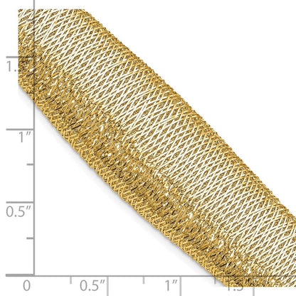 14K Gelbgold Poliert Geflochten Abgestuft Kuppel Armband