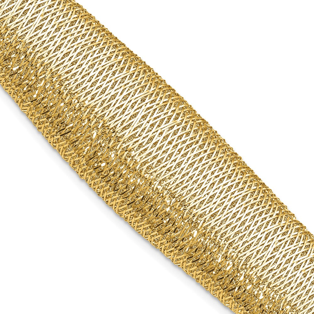 14K Gelbgold Poliert Geflochten Abgestuft Kuppel Armband