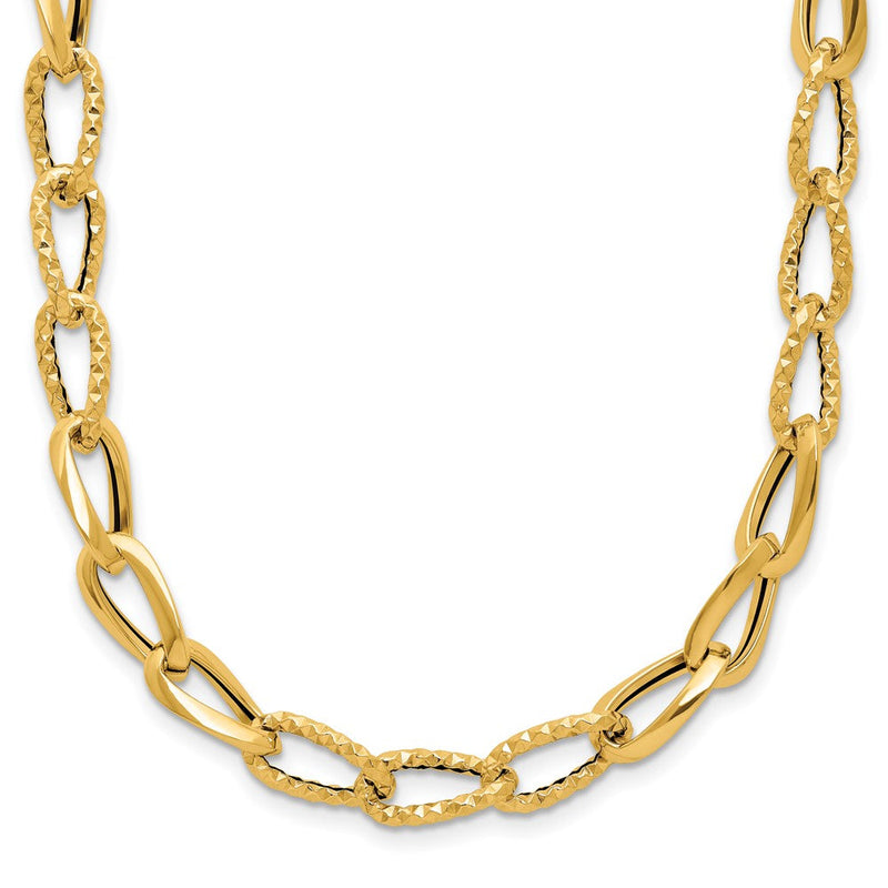 14K Gelbgold Poliert und Diamantiert Fantasieglieder Halskette