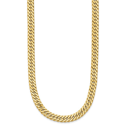 14K Gelbgold Poliert und Satiniert Wendbar Fantasie Panzer Halskette