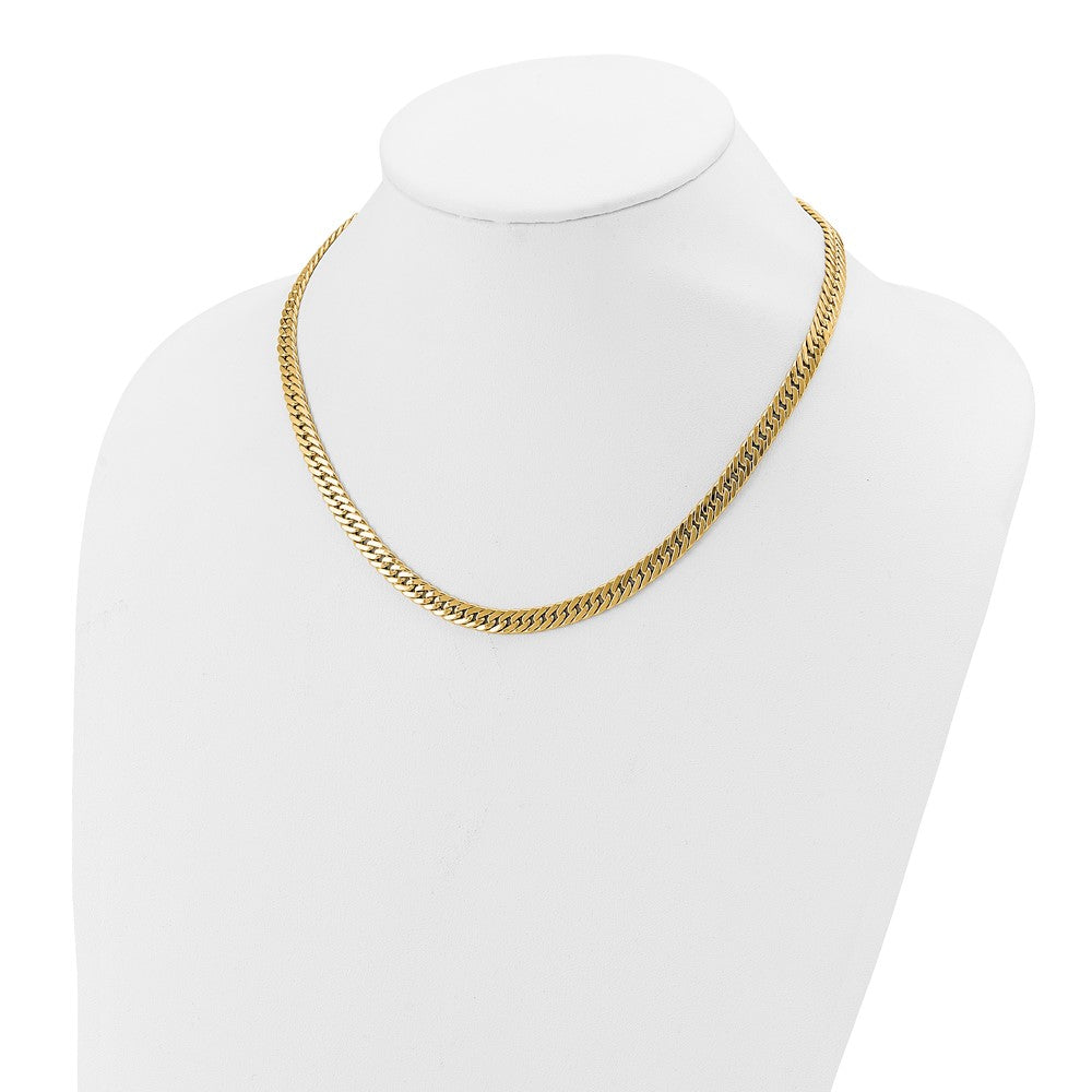 14K Gelbgold Poliert und Satiniert Wendbar Fantasie Panzer Halskette