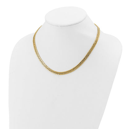 14K Gelbgold Poliert und Satiniert Wendbar Fantasie Panzer Halskette