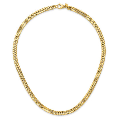 14K Gelbgold Poliert und Satiniert Wendbar Fantasie Panzer Halskette