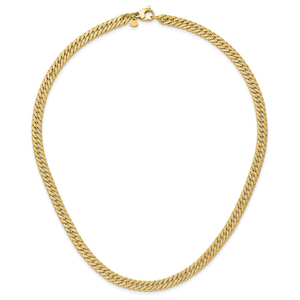 14K Gelbgold Poliert und Satiniert Wendbar Fantasie Panzer Halskette
