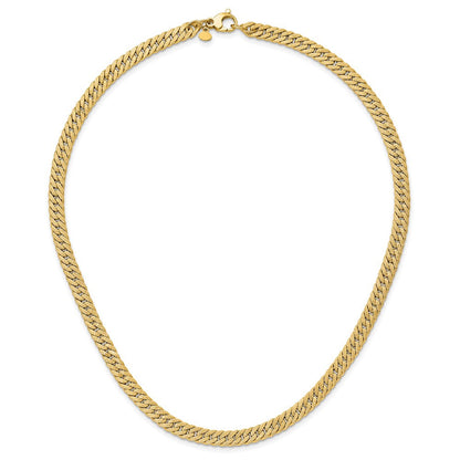 14K Gelbgold Poliert und Satiniert Wendbar Fantasie Panzer Halskette