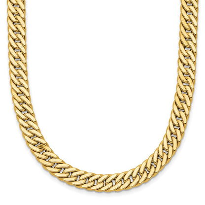 14K Gelbgold Poliert und Satiniert Wendbar Fantasie Panzer Halskette