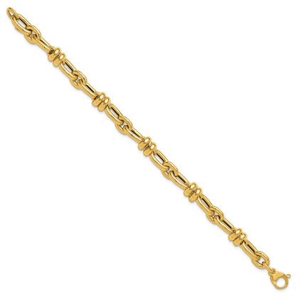 14K Gelbgold Poliert Fantasieglieder Armband