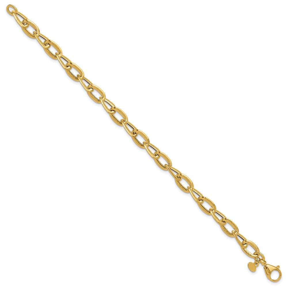 14K Gelbgold Poliert und Satiniert Fantasieglieder Armband