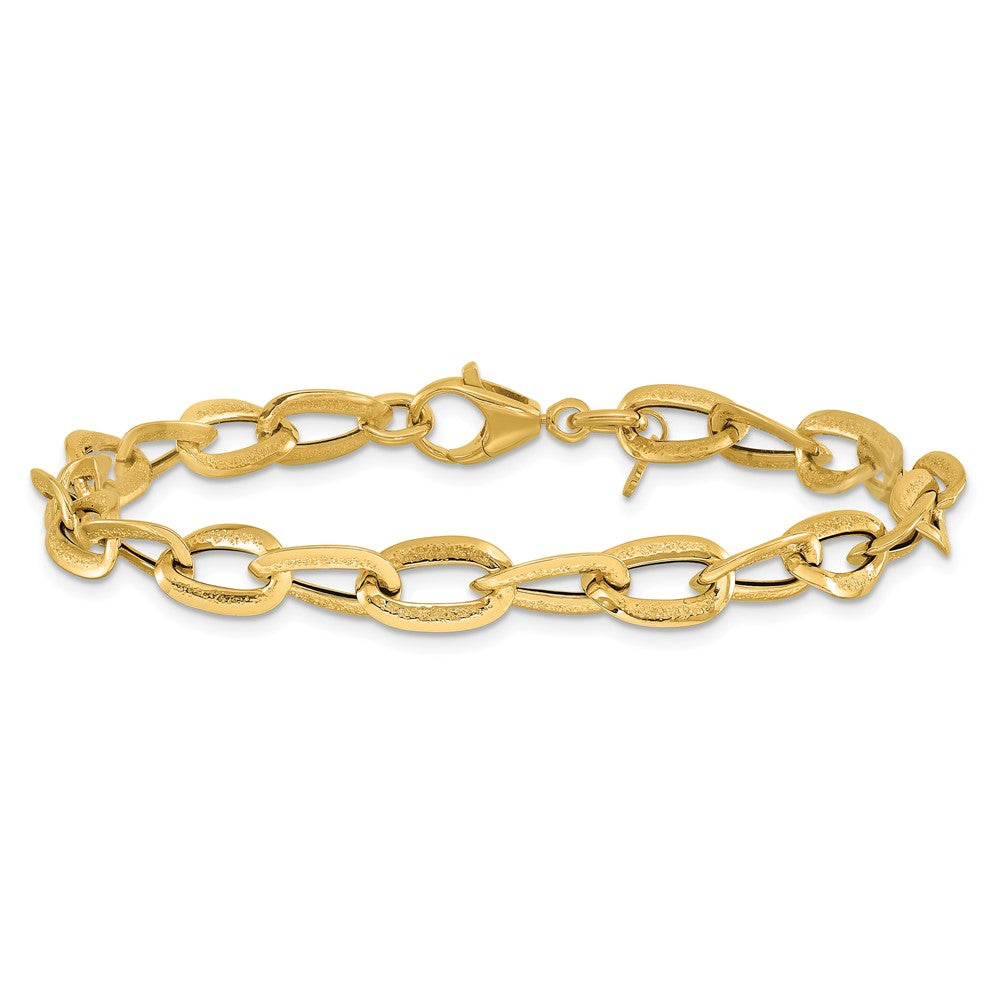 14K Gelbgold Poliert und Satiniert Fantasieglieder Armband