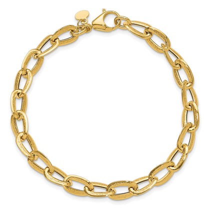 14K Gelbgold Poliert und Satiniert Fantasieglieder Armband