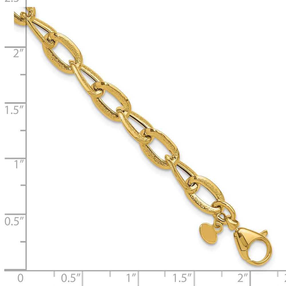 14K Gelbgold Poliert und Satiniert Fantasieglieder Armband
