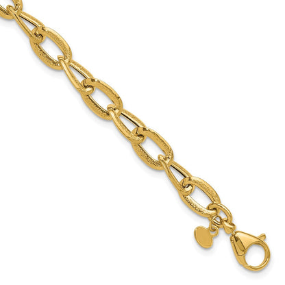 14K Gelbgold Poliert und Satiniert Fantasieglieder Armband