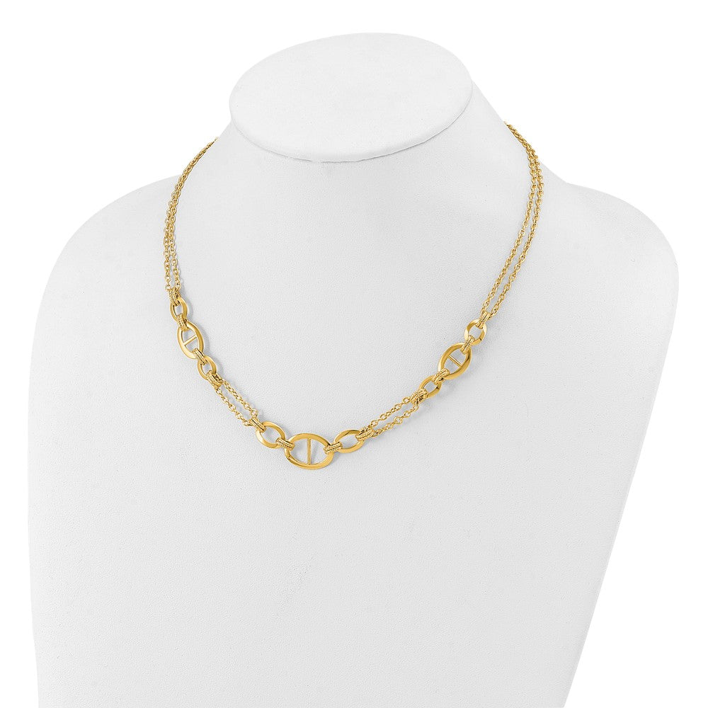 14K Gelbgold Poliert Multi Strang Fantasieglieder Halskette