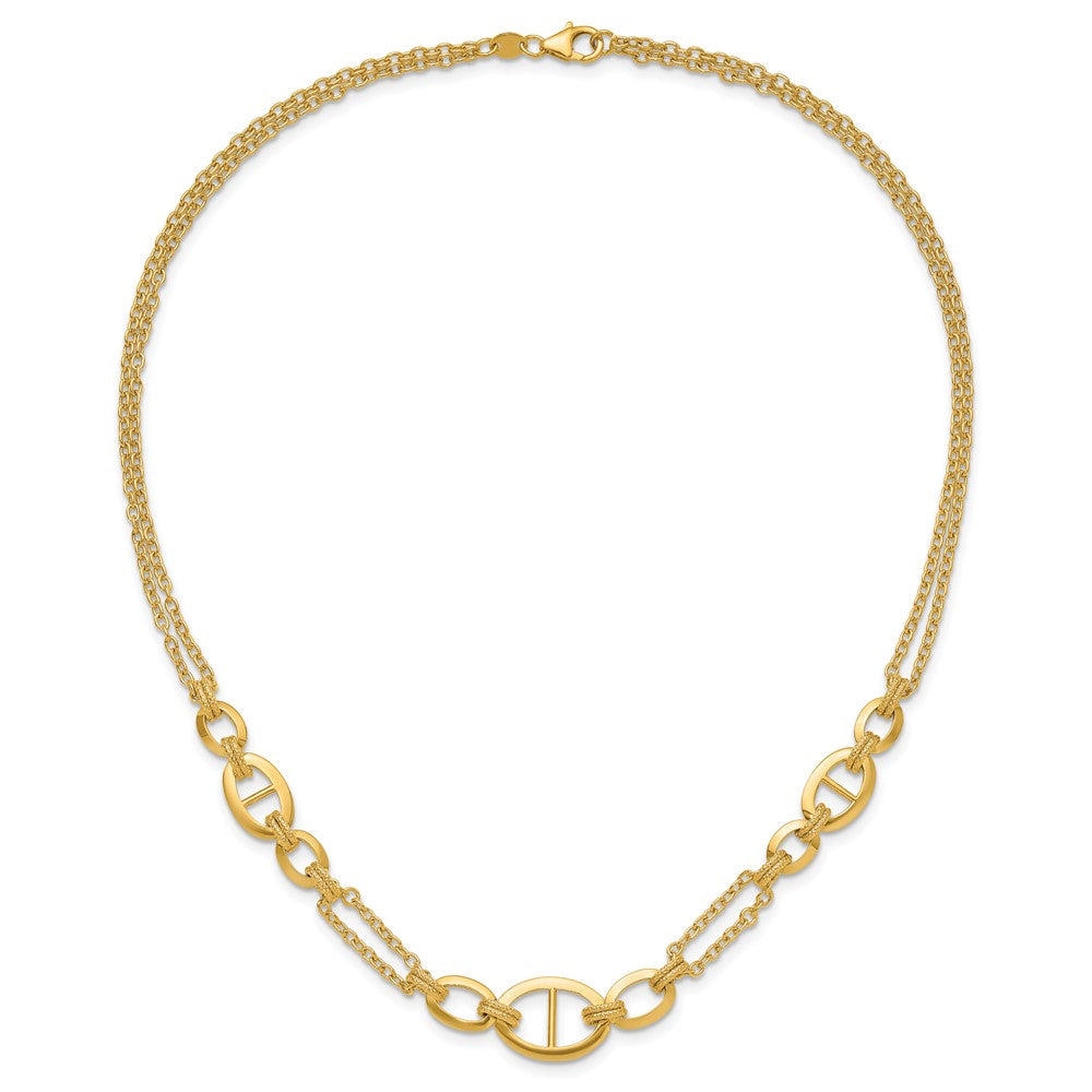 14K Gelbgold Poliert Multi Strang Fantasieglieder Halskette